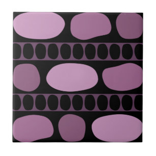Tribal Art Rock Muster Black Mauve Fliese