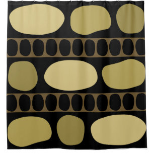 Tribal Art Rock Muster Schwarz Beige Duschvorhang