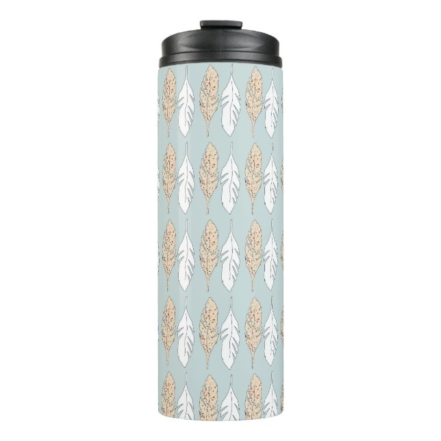 Tribal, Art, Spritzer Paint Feathers Thermosbecher (Vorderseite)