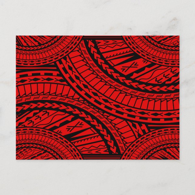 Tribal Aztec Art Red Black Postkarte (Vorderseite)