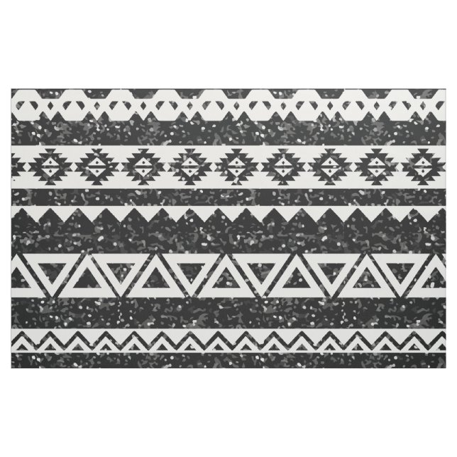 Tribal Aztec Black Glitzer White Geometric Shapes Stoff (Fat Quarter (45,7 x 55,9 cm))