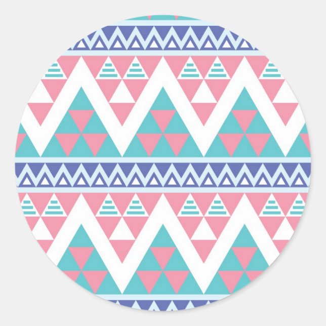 Tribal aztec farbiges Muster Runder Aufkleber (Vorderseite)
