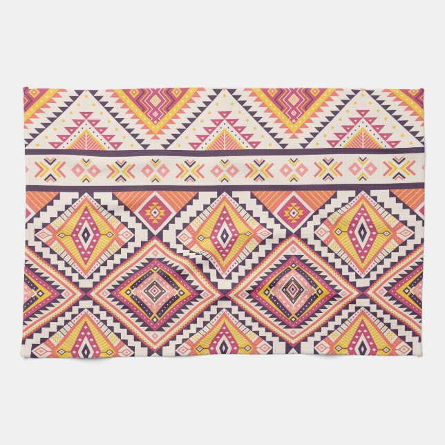 Tribal Aztec gestreift Nahtloser Hintergrund Geschirrtuch (Horizontal)