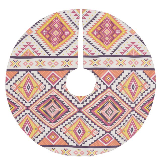 Tribal Aztec gestreift Nahtloser Hintergrund Polyester Weihnachtsbaumdecke (Vorderseite)