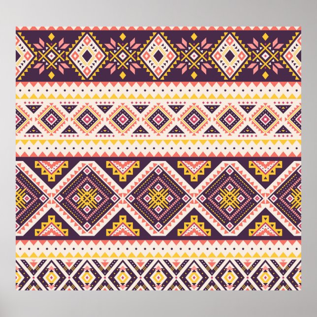 Tribal Aztec gestreifte, geometrische Muster. Poster (Vorne)