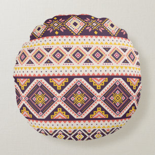 Tribal Aztec gestreifte, geometrische Muster. Rundes Kissen