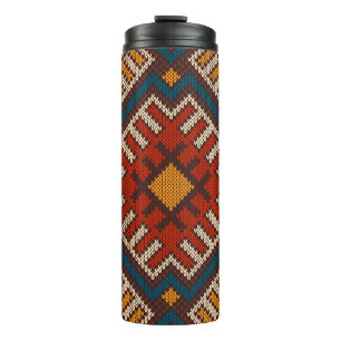 Tribal Aztec nahtlose Muster auf der Wolle aus Gew Thermosbecher