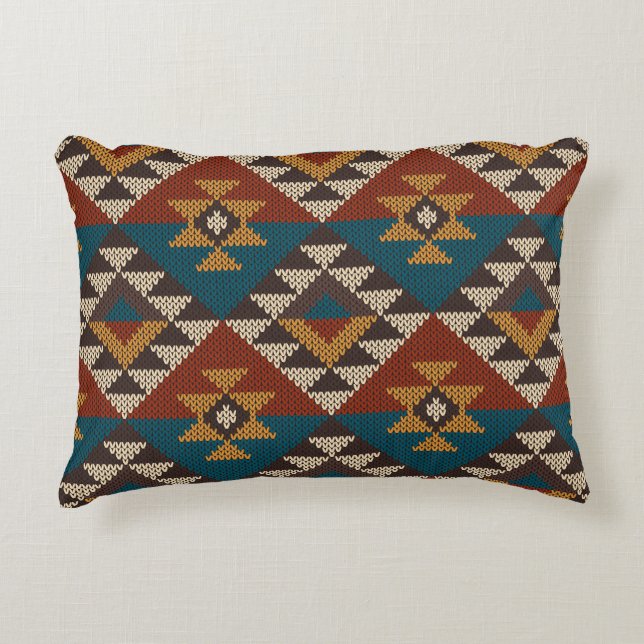 Tribal Aztec Wolle stickte Textur. Dekokissen (Vorderseite)