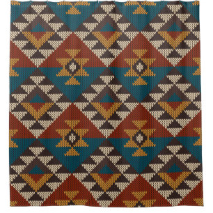 Tribal Aztec Wolle stickte Textur. Duschvorhang