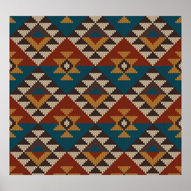 Tribal Aztec Wolle stickte Textur. Poster (Vorne)
