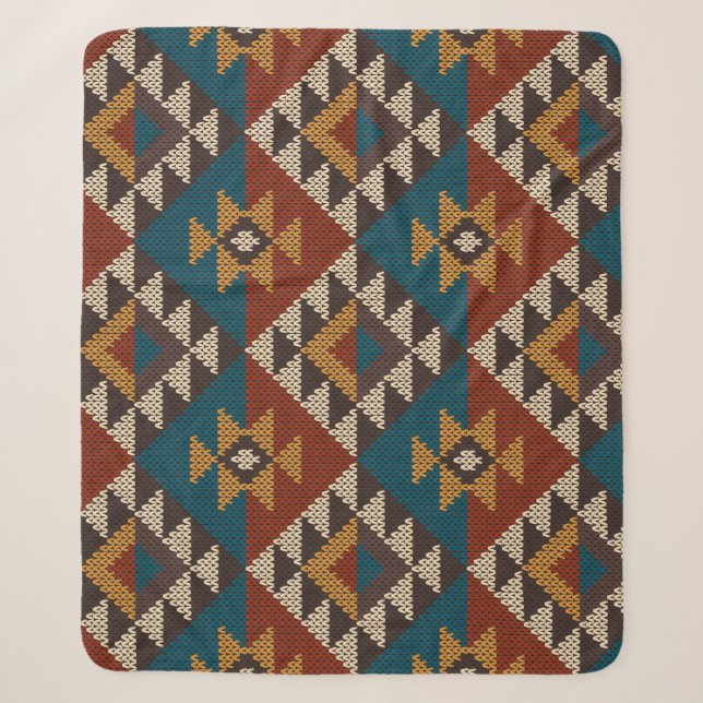 Tribal Aztec Wolle stickte Textur. Sherpadecke (Vorderseite)