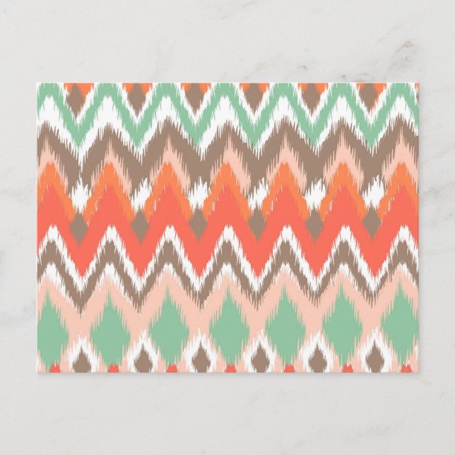 Tribal aztec Zickzack zag stripes ikat pattern Postkarte (Vorderseite)