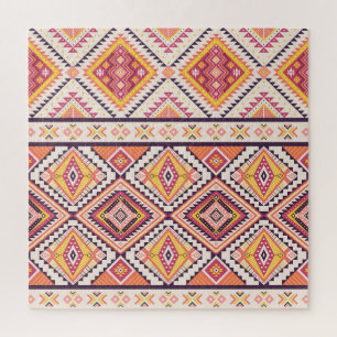 Tribal Aztek gestreifter nahtloser Hintergrund Puzzle