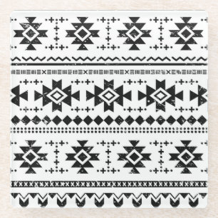 Tribal Azteken, vintage weißer Hintergrund. Glasuntersetzer