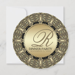 Tribal Baroque Goldenes Abendessen Party (rund) Einladung