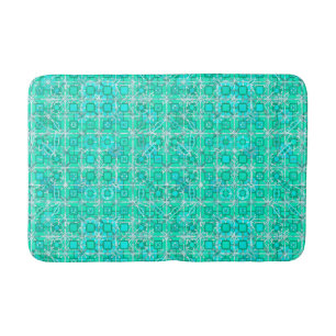 Tribal Batik - Aqua und Türkis mit Weiß Badematte