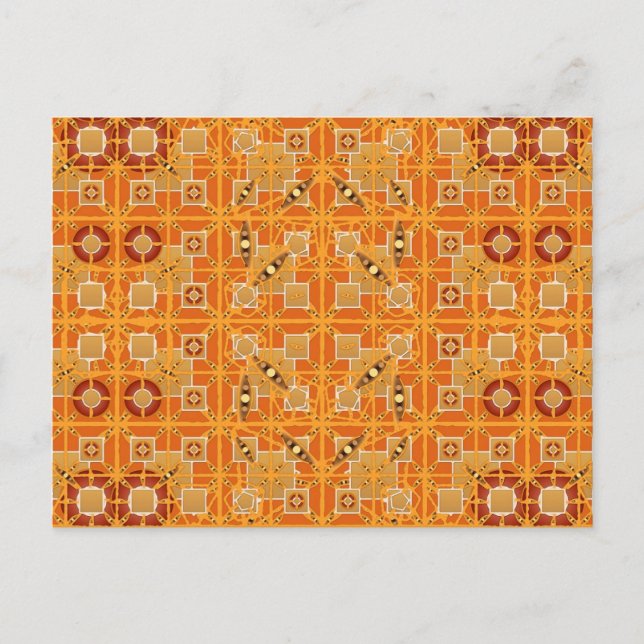 Tribal-Batik - Bernstein- und Brauntöne Postkarte (Vorderseite)