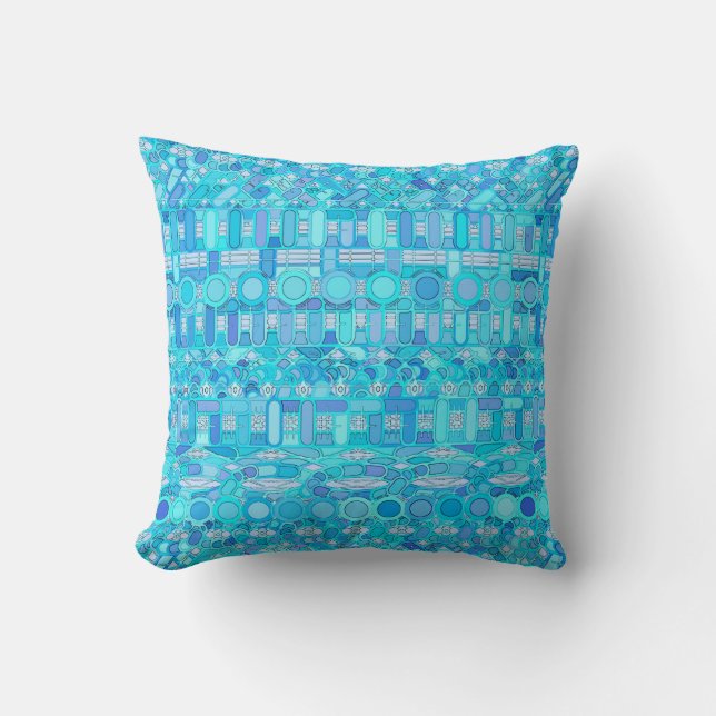 Tribal Batik - Blautöne Kissen (Vorderseite)
