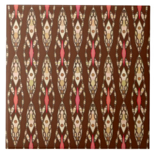 Tribal Batik - Brown, Tan und Coral Fliese