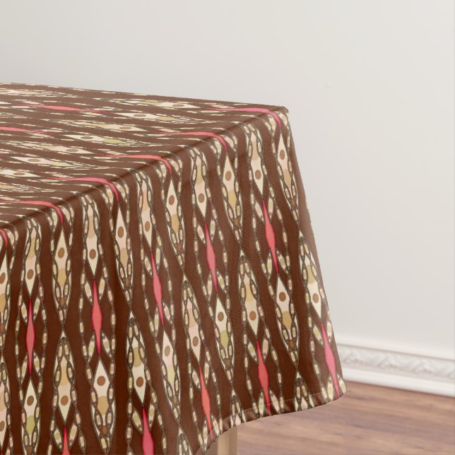 Tribal Batik - Brown, Tan und Coral Tischdecke (Beispiel)