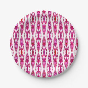 Tribal Batik - Burqundy und Fuchsia Pink Pappteller