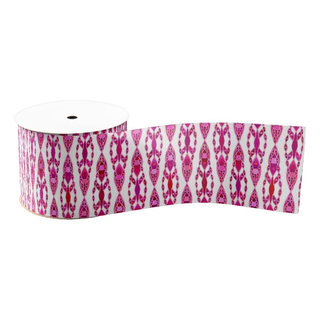 Tribal Batik - Burqundy und Fuchsia Pink Ripsband (Spule)