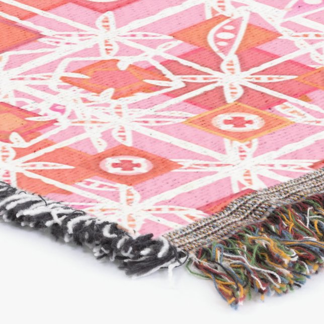 Tribal Batik - Erdbeere in Rosa und Rot Decke (Ecke)