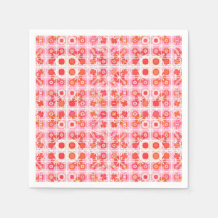 Tribal Batik - Erdbeere in Rosa und Rot Serviette