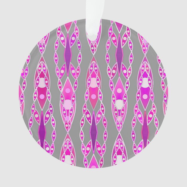 Tribal Batik - Fuchsia Pink, Violet und Grau Ornament (Vorderseite)