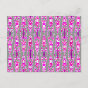 Tribal Batik - Fuchsia Pink, Violet und Grau Postkarte