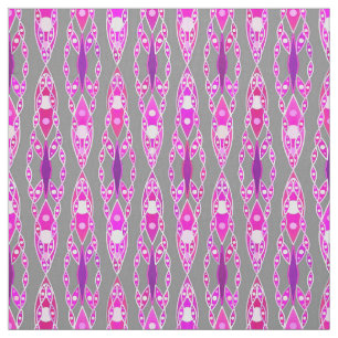 Tribal Batik - Fuchsia Pink, Violet und Grau Stoff