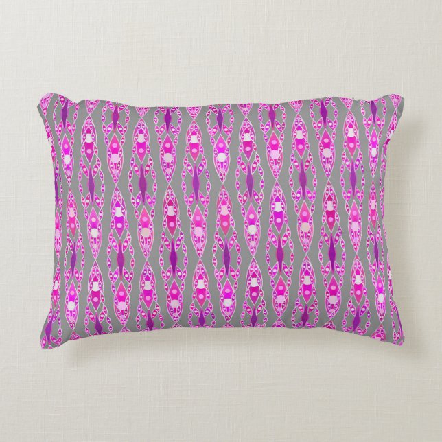 Tribal Batik - Fuchsia Pink, Violet und Grau Zierkissen (Vorderseite)