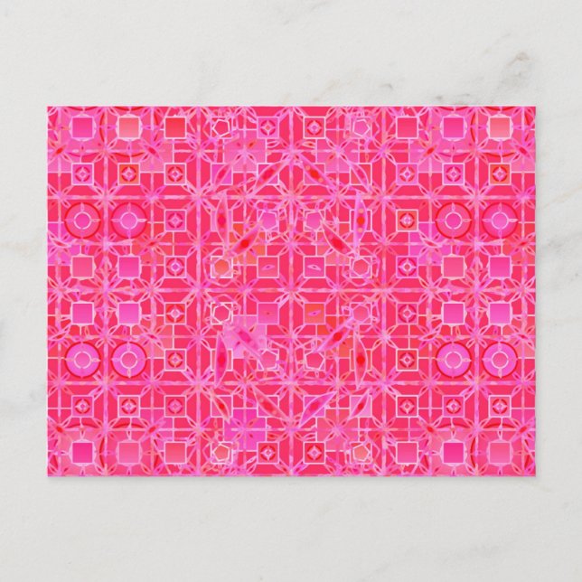 Tribal-Batik - Fuchsienrosa-Töne Postkarte (Vorderseite)