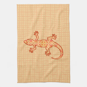 Tribal Batik Gecko - Korallen und hellorange Handtuch