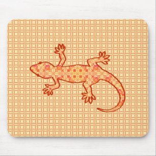Tribal Batik Gecko - Korallen und hellorange Mousepad