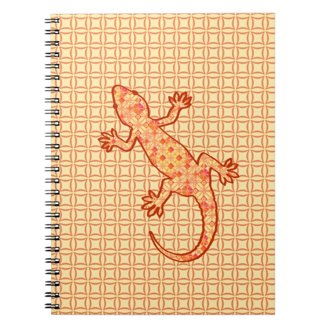 Tribal Batik Gecko - Korallen und hellorange Notizblock (Vorderseite)