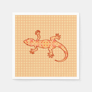 Tribal Batik Gecko - Korallen und hellorange Serviette