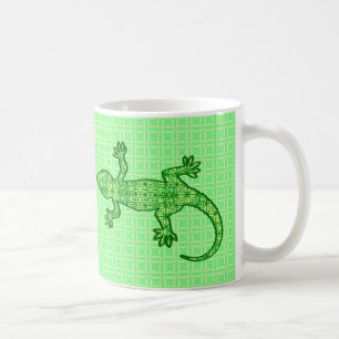 Tribal batik Gecko - Limon und smaragdgrün Kaffeetasse