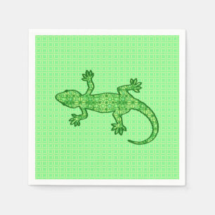 Tribal batik Gecko - Limon und smaragdgrün Serviette