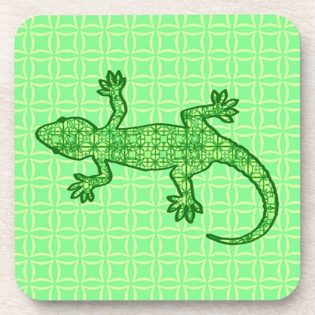 Tribal batik Gecko - Limon und smaragdgrün Untersetzer (Vorderseite)