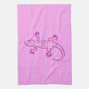 Tribal batik Gecko - Orchid und Muschel pink Handtuch