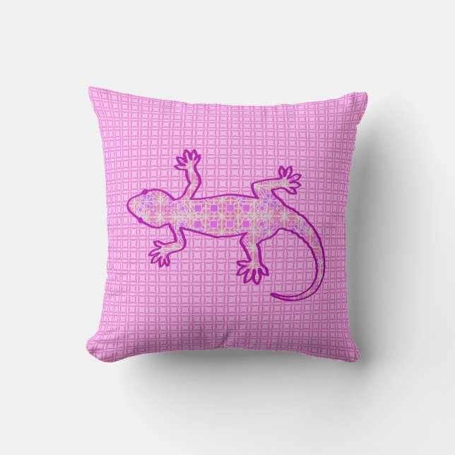 Tribal batik Gecko - Orchid und Muschel pink Kissen (Vorderseite)