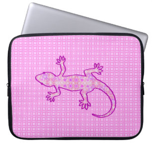 Tribal batik Gecko - Orchid und Muschel pink Laptopschutzhülle