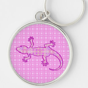 Tribal batik Gecko - Orchid und Muschel pink Schlüsselanhänger