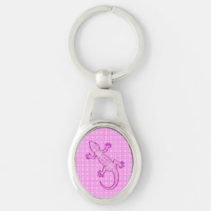 Tribal batik Gecko - Orchid und Muschel pink Schlüsselanhänger