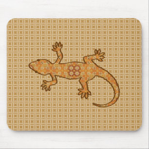 Tribal Batik Gecko - Rost, Bernstein und Bein Mousepad
