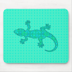 Tribal batik Gecko - Türkis / Pfau Mousepad