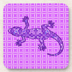 Tribal batik Gecko - violet and amethyst purple Untersetzer