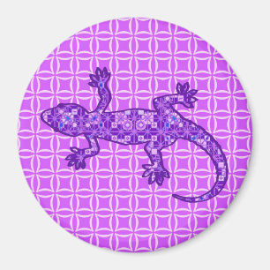 Tribal batik Gecko - Violett und Amethyst lila Magnet