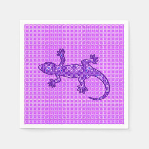 Tribal Batik Gecko - violett und Amethyst purpur Serviette